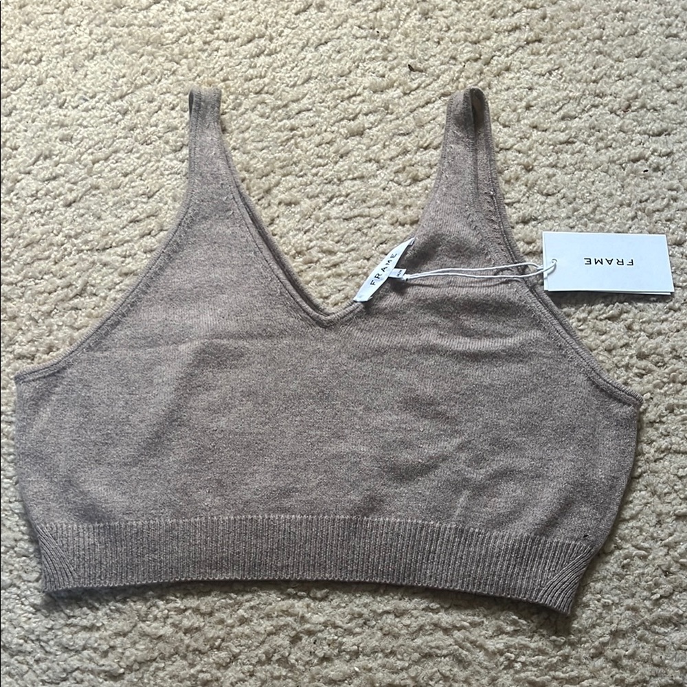 Frame Denim Gray Scoop Neck Crop Tank Top